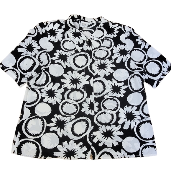 VINTAGE Satin Abstract Print Blouse - Picture 1 of 11